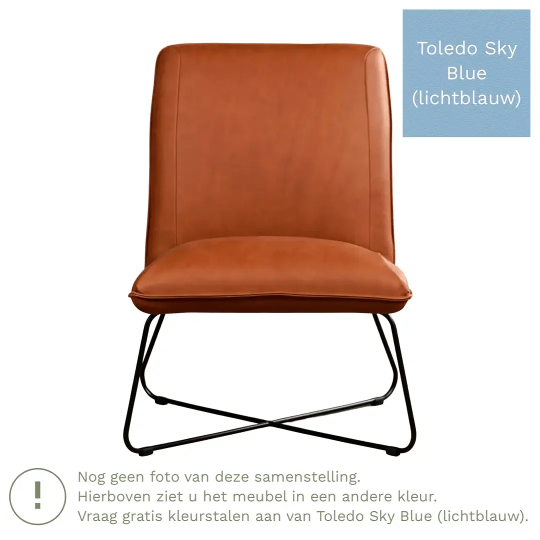 afbeelding van Leren fauteuil Less - Toledo Sky Blue (lichtblauw)