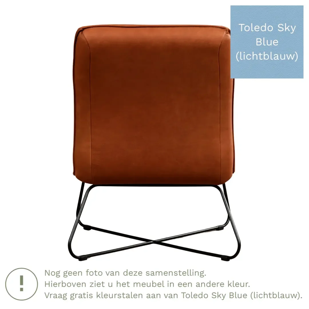 afbeelding van Leren fauteuil Less - Toledo Sky Blue (lichtblauw)