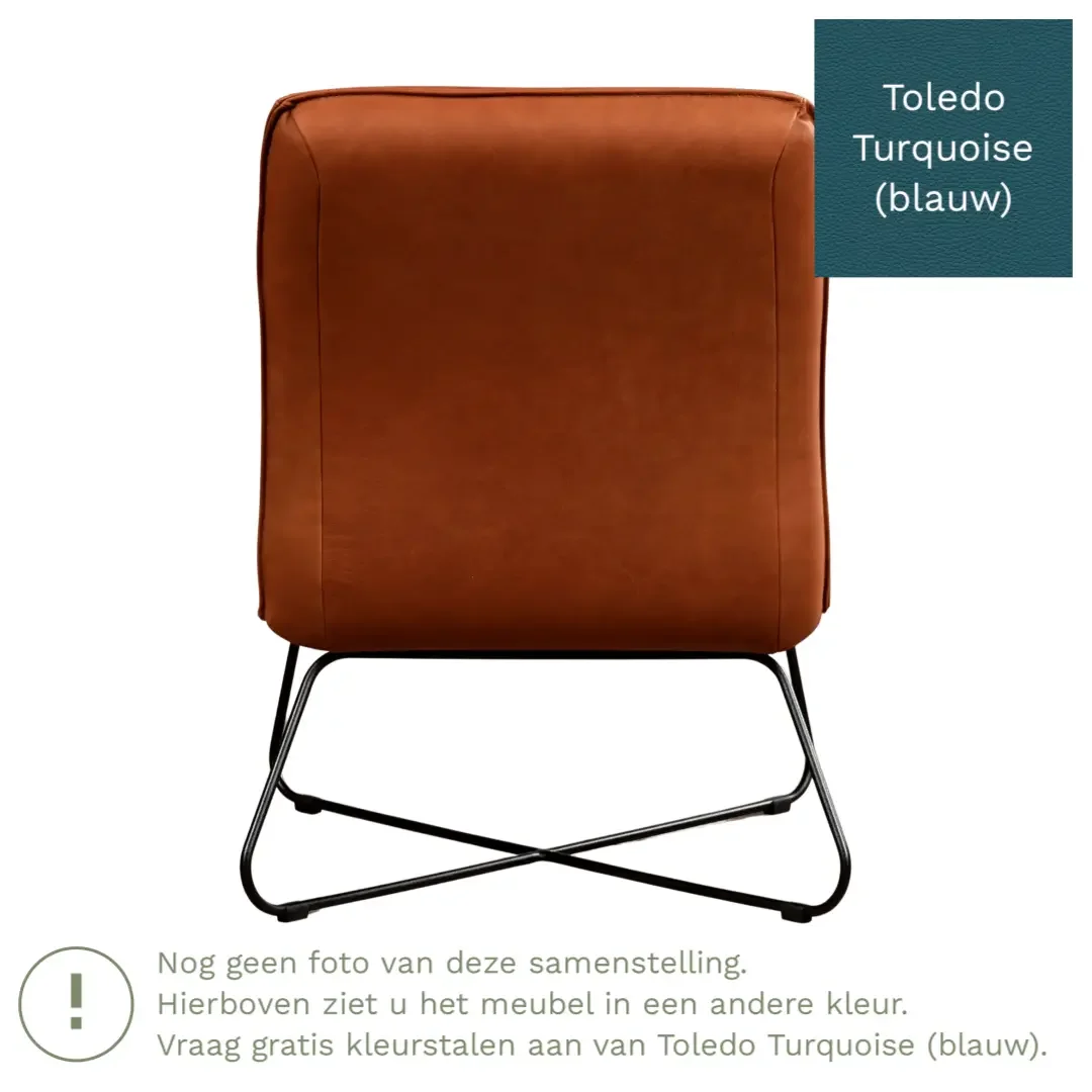 afbeelding van Leren fauteuil Less - Toledo Turquoise (blauw)