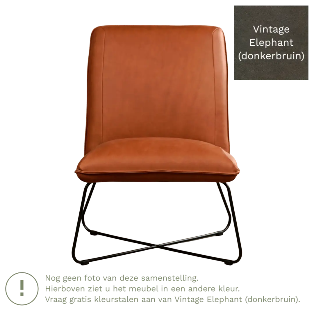 afbeelding van Leren fauteuil Less - Vintage Elephant (donkerbruin)