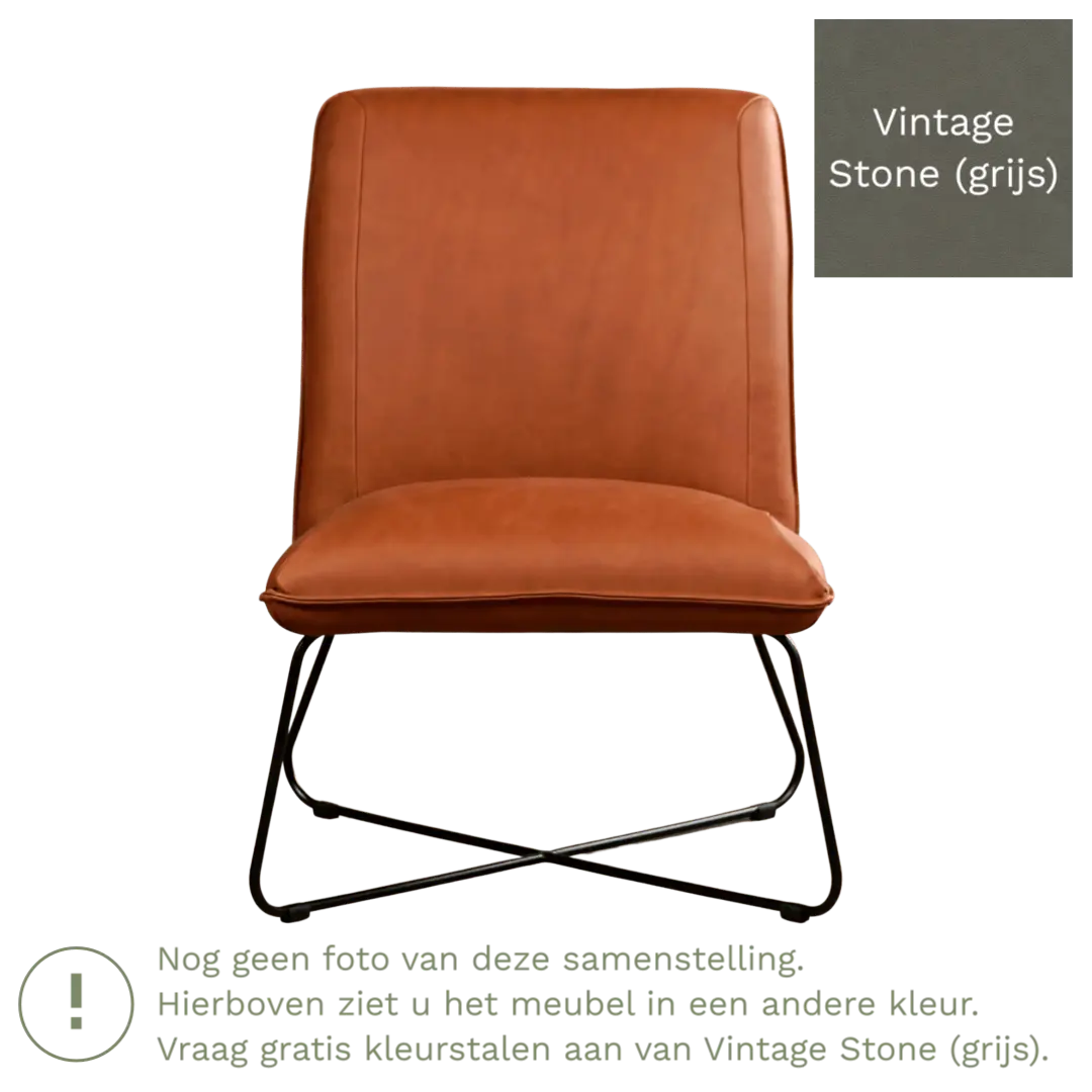 afbeelding van Leren fauteuil Less - Vintage Stone (grijs)