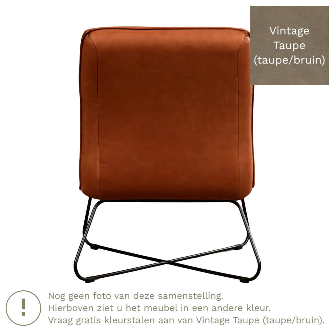 afbeelding van Leren fauteuil Less - Vintage Taupe (taupe/bruin)