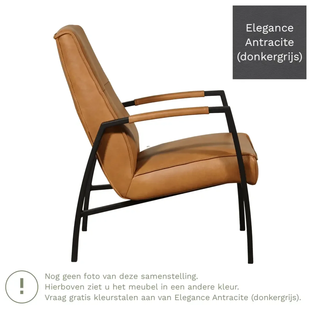 afbeelding van Leren fauteuil Level - Elegance Antracite (donkergrijs)