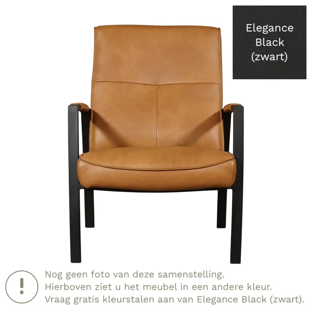 afbeelding van Leren fauteuil Level - Elegance Black (zwart)