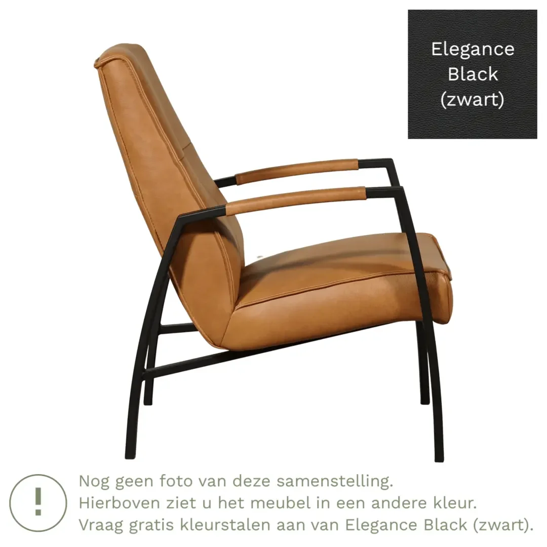 afbeelding van Leren fauteuil Level - Elegance Black (zwart)