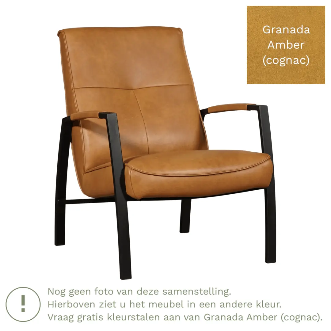 afbeelding van Leren fauteuil Level - Granada Amber (cognac)