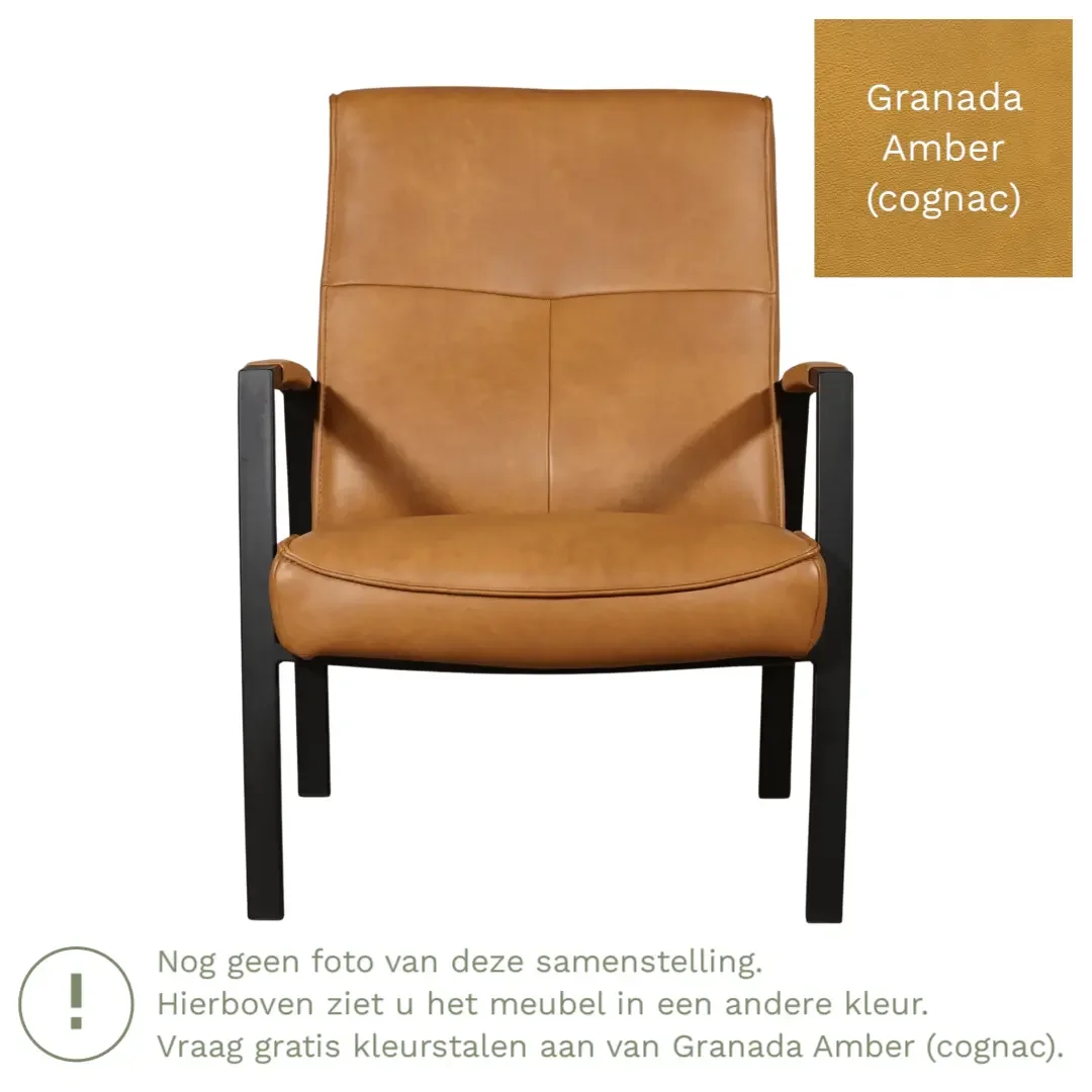 afbeelding van Leren fauteuil Level - Granada Amber (cognac)