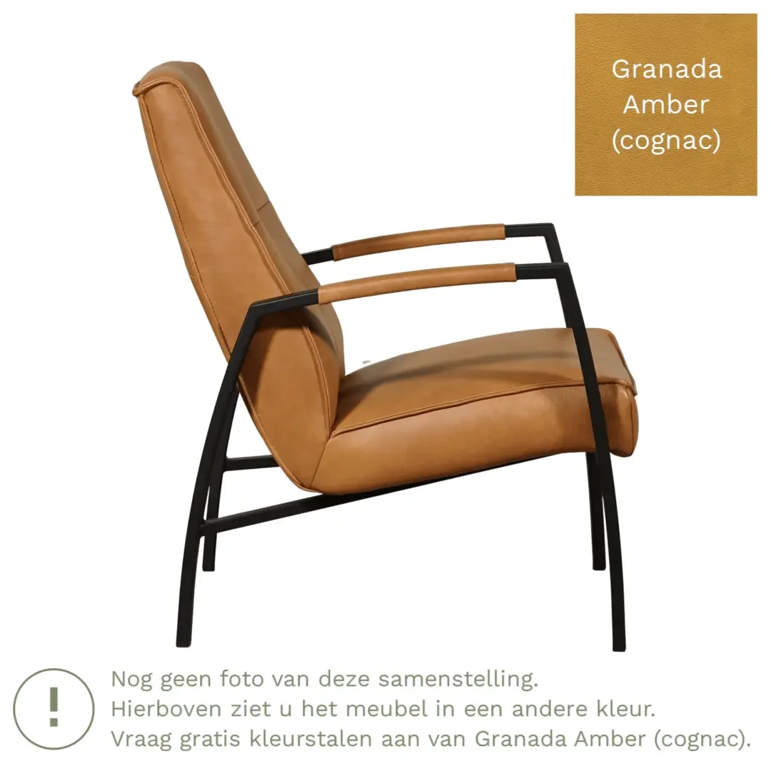 afbeelding van Leren fauteuil Level - Granada Amber (cognac)
