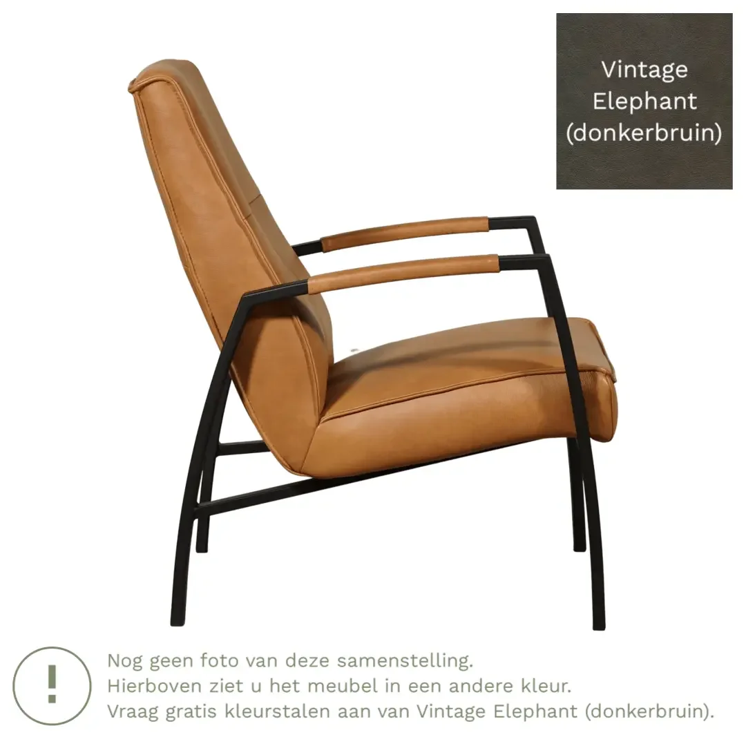 afbeelding van Leren fauteuil Level - Vintage Elephant (donkerbruin)