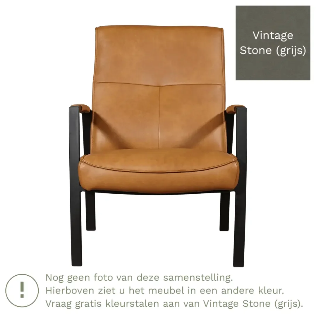afbeelding van Leren fauteuil Level - Vintage Stone (grijs)