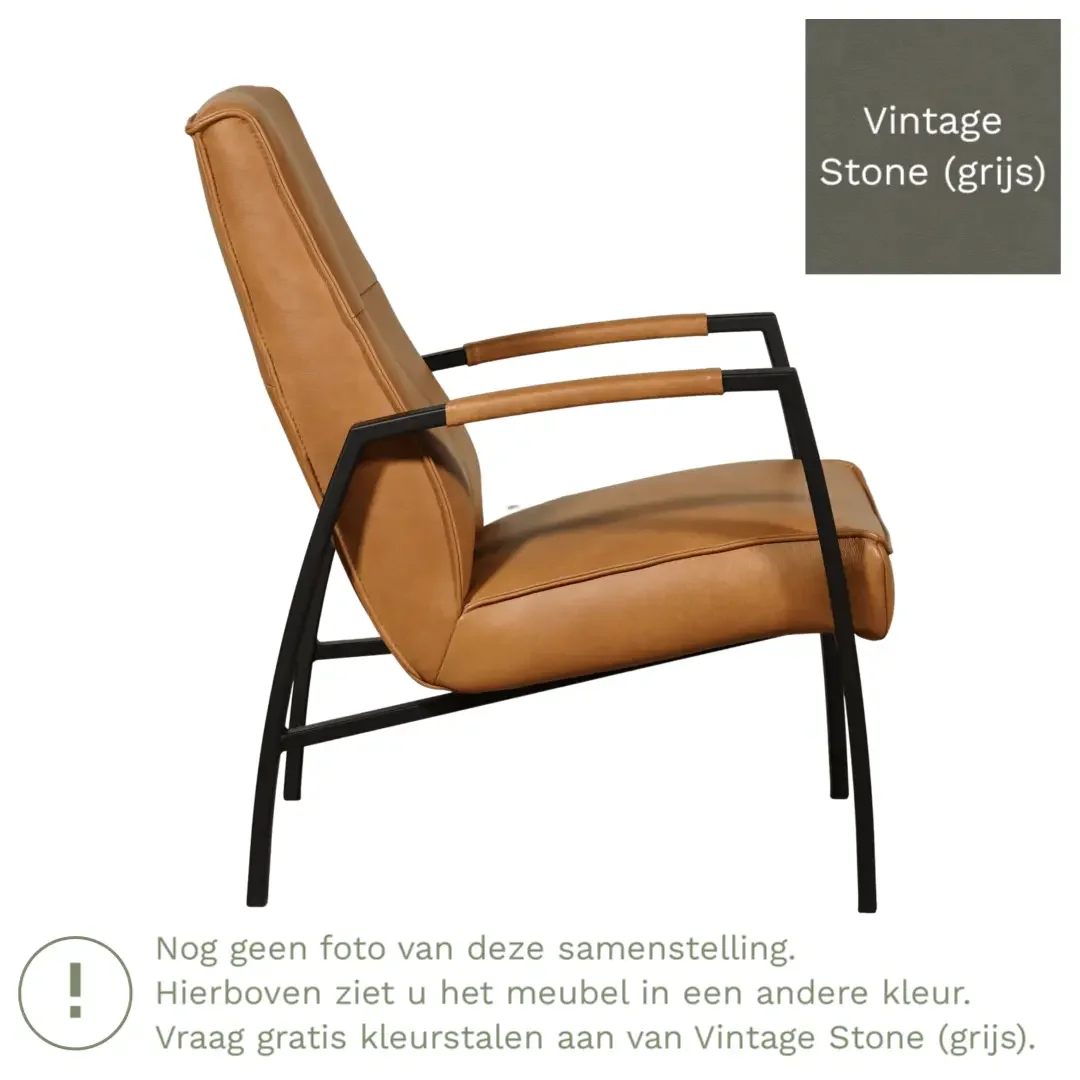afbeelding van Leren fauteuil Level - Vintage Stone (grijs)