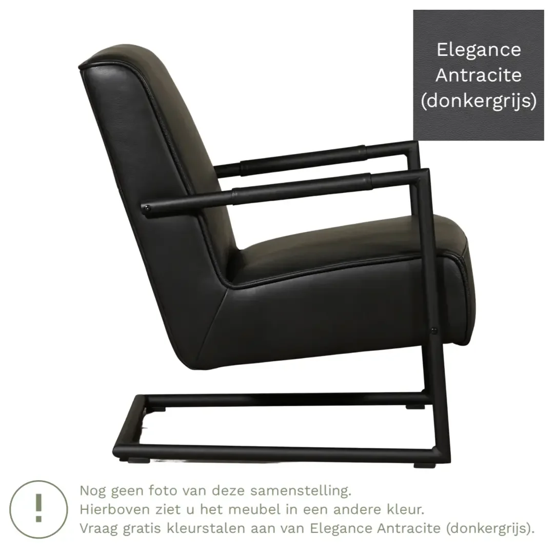 afbeelding van Leren fauteuil Lodge - Elegance Antracite (donkergrijs)