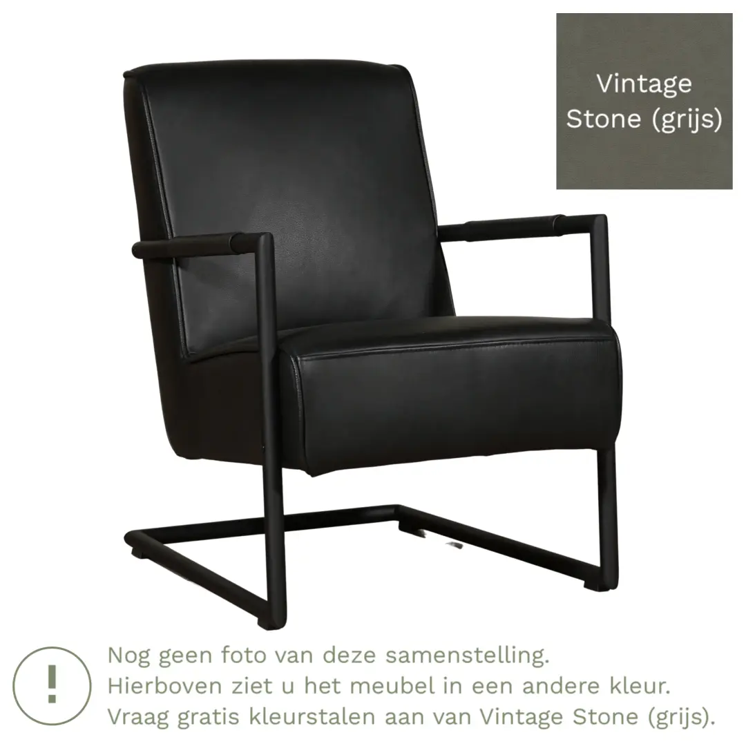 afbeelding van Leren fauteuil Lodge - Vintage Stone (grijs)