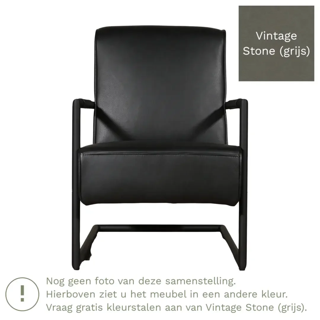 afbeelding van Leren fauteuil Lodge - Vintage Stone (grijs)