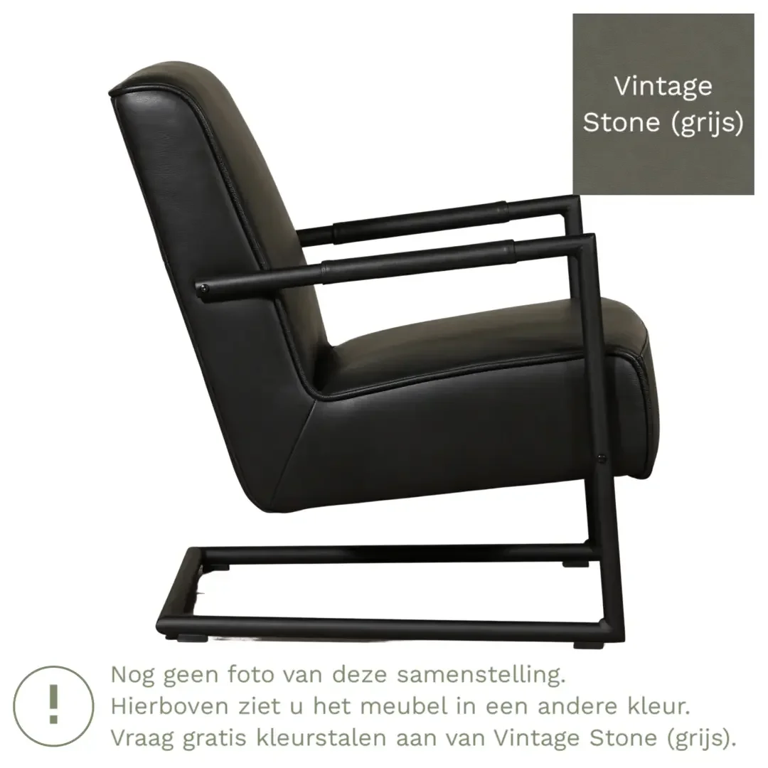 afbeelding van Leren fauteuil Lodge - Vintage Stone (grijs)