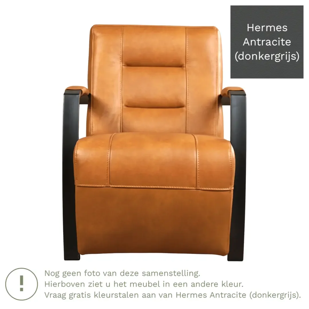 afbeelding van Leren fauteuil Magnificent - Hermes Antracite (donkergrijs)