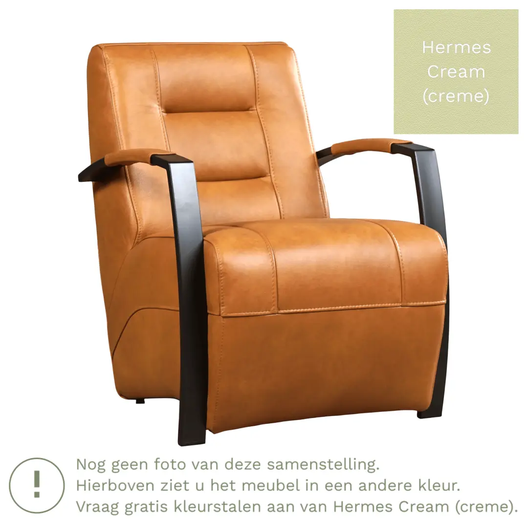 afbeelding van Leren fauteuil Magnificent - Hermes Cream (crème)