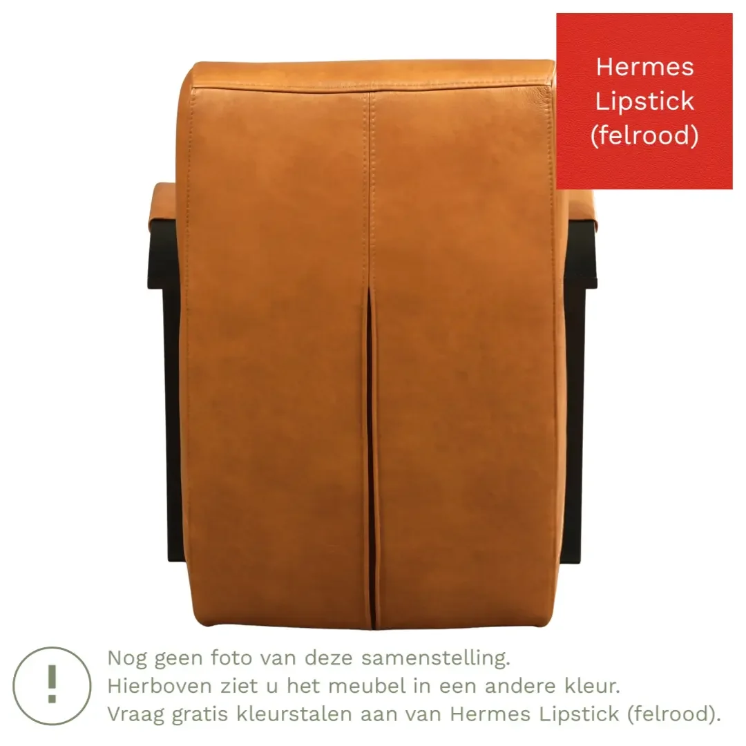 afbeelding van Leren fauteuil Magnificent - Hermes Lipstick (felrood)