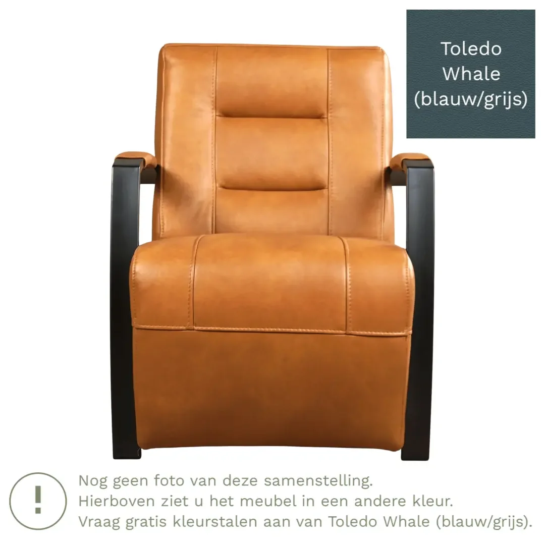 afbeelding van Leren fauteuil Magnificent - Toledo Whale (blauw/grijs)