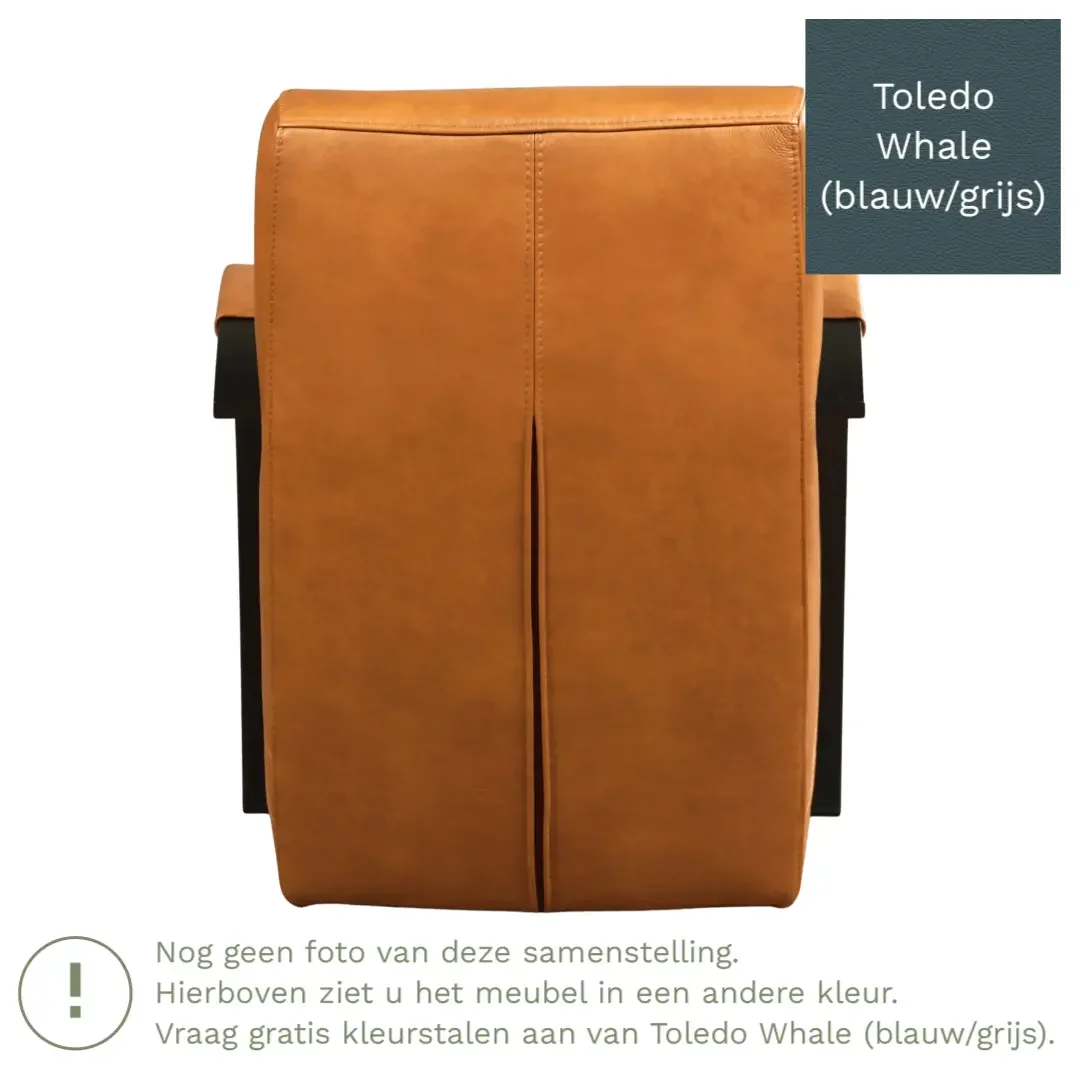 afbeelding van Leren fauteuil Magnificent - Toledo Whale (blauw/grijs)