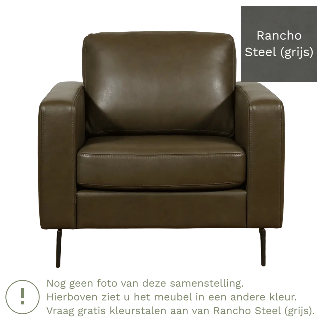 afbeelding van Leren fauteuil Match - Rancho Steel (grijs) - Poten staal zwart
