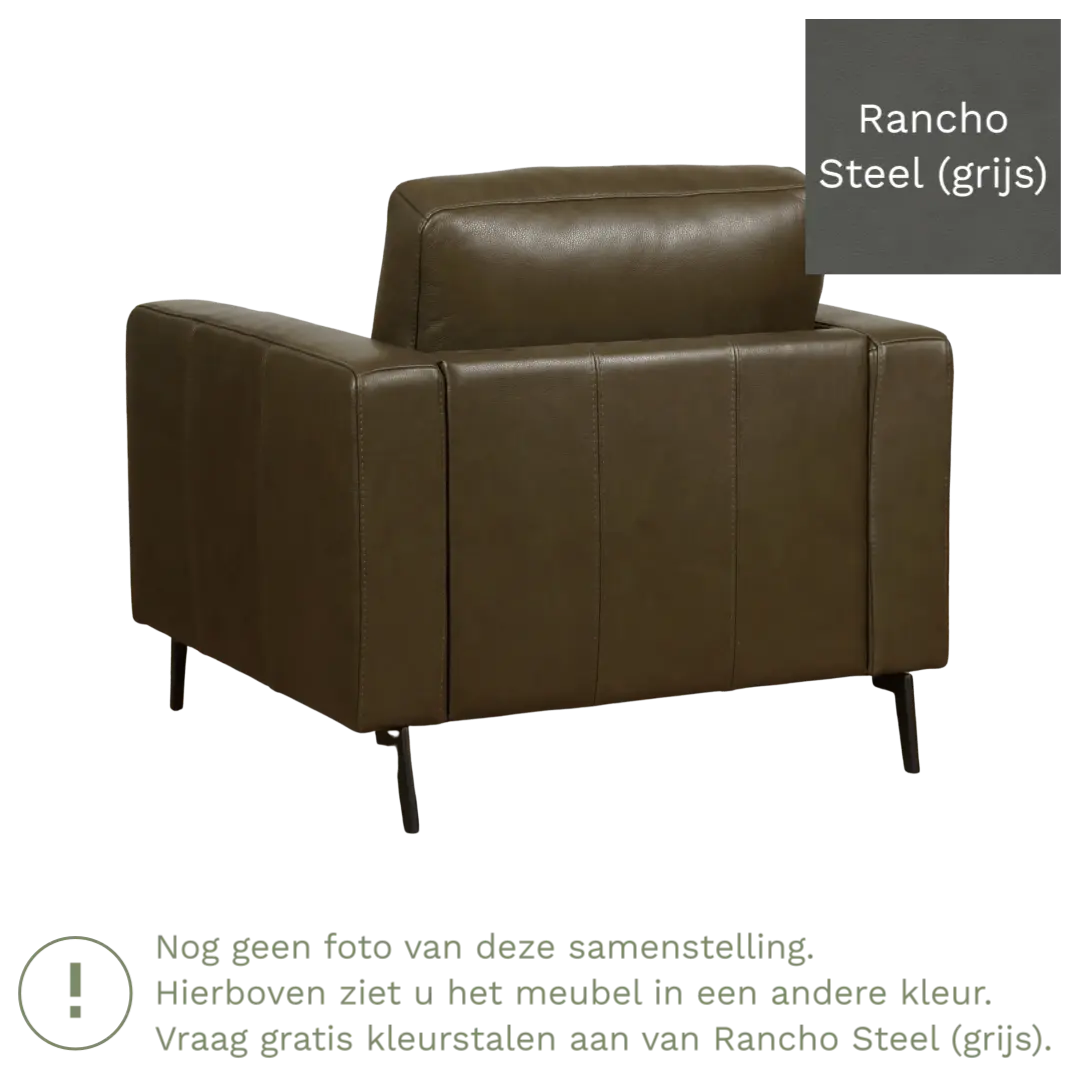 afbeelding van Leren fauteuil Match - Rancho Steel (grijs) - Poten staal zwart
