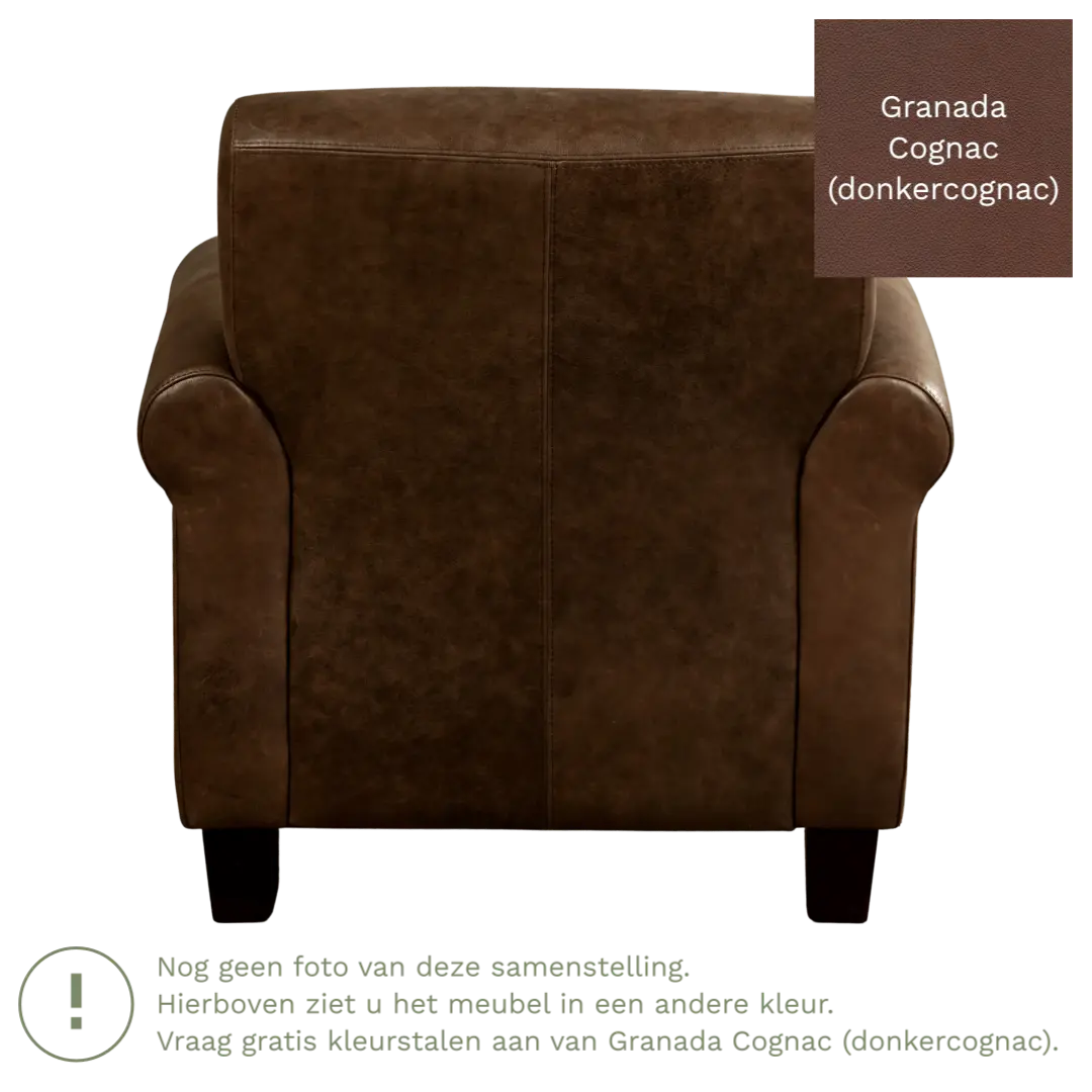 afbeelding van Leren fauteuil Perfection - Granada Cognac (donkercognac) - Poten hout bruin