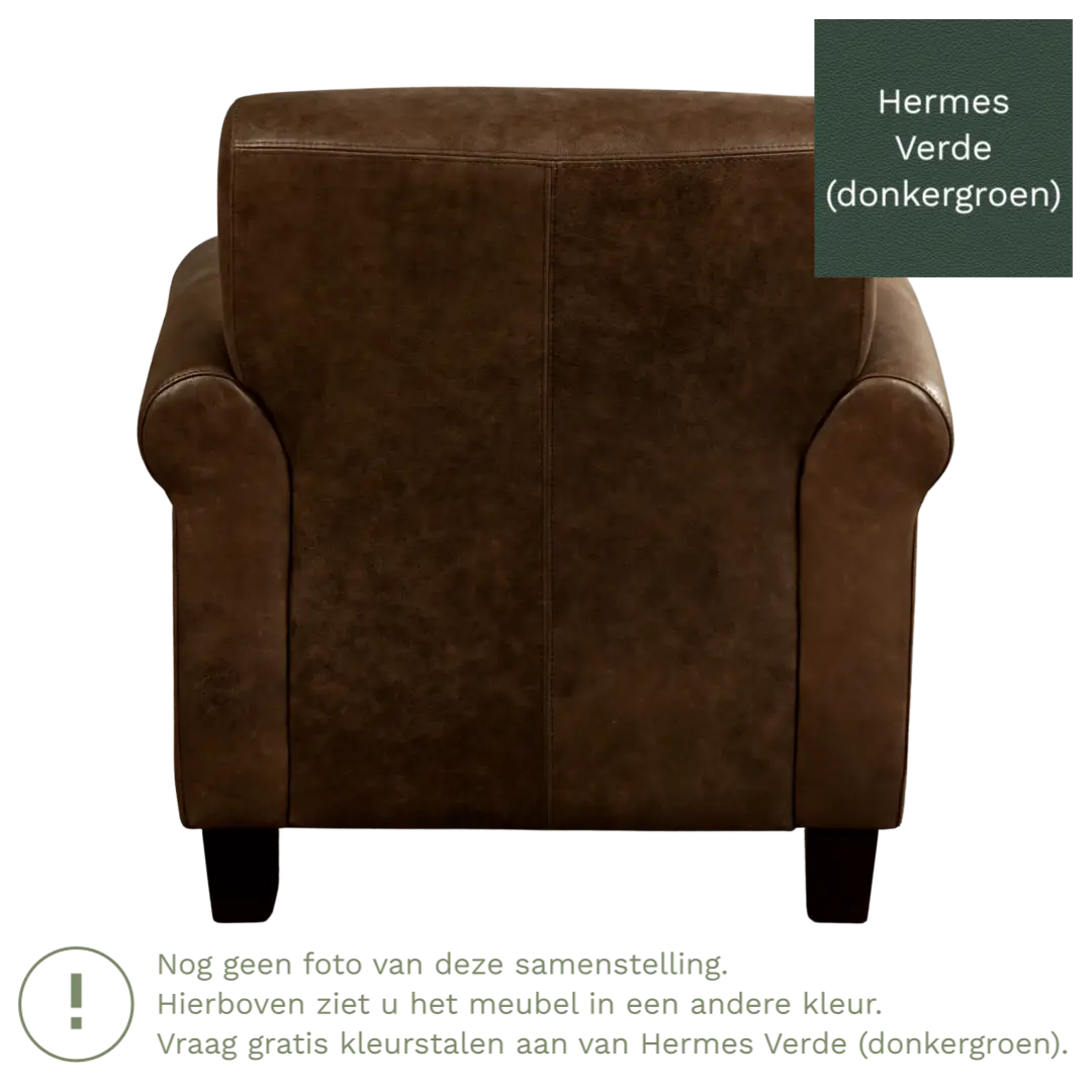 afbeelding van Leren fauteuil Perfection - Hermes Verde (donkergroen) - Poten hout zwart