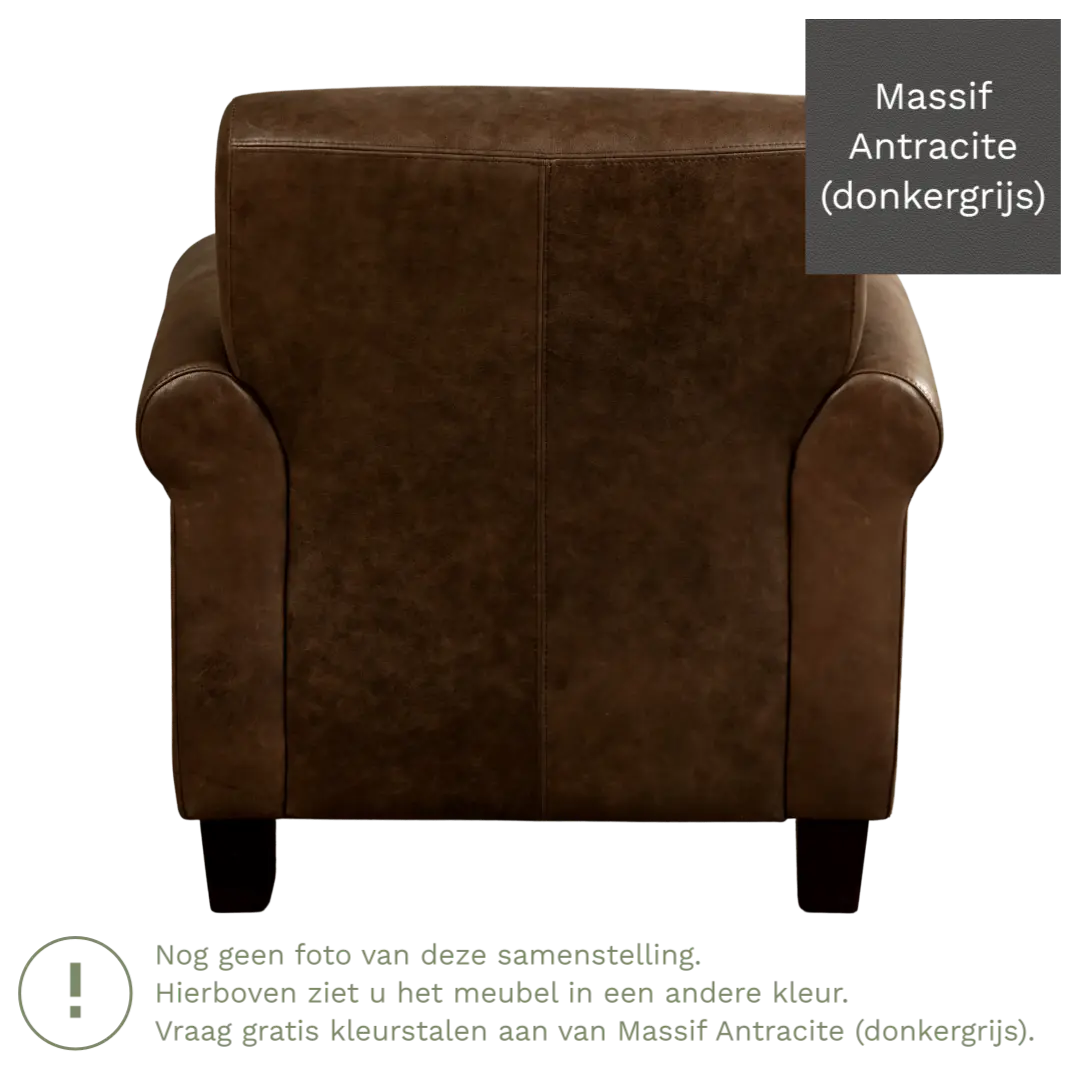 afbeelding van Leren fauteuil Perfection - Massif Antracite (donkergrijs) - Poten hout zwart
