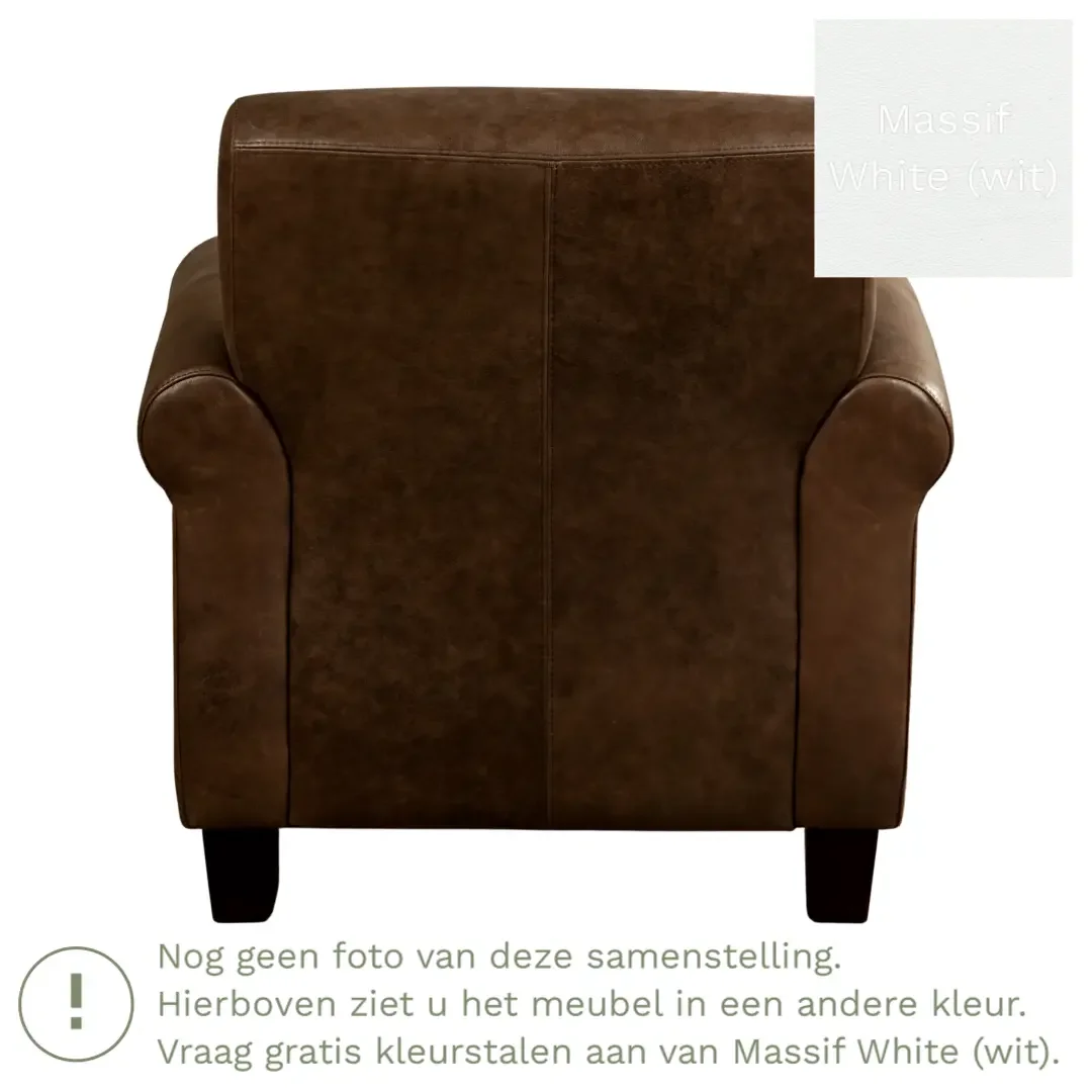 afbeelding van Leren fauteuil Perfection - Massif White (wit) - Poten hout zwart