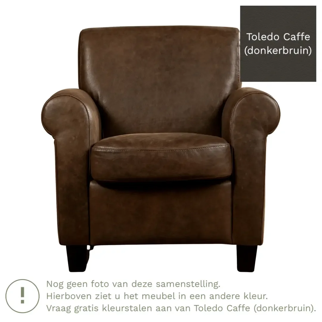 afbeelding van Leren fauteuil Perfection - Toledo Caffe (donkerbruin) - Poten hout bruin