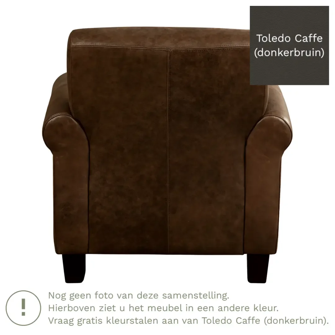afbeelding van Leren fauteuil Perfection - Toledo Caffe (donkerbruin) - Poten hout bruin