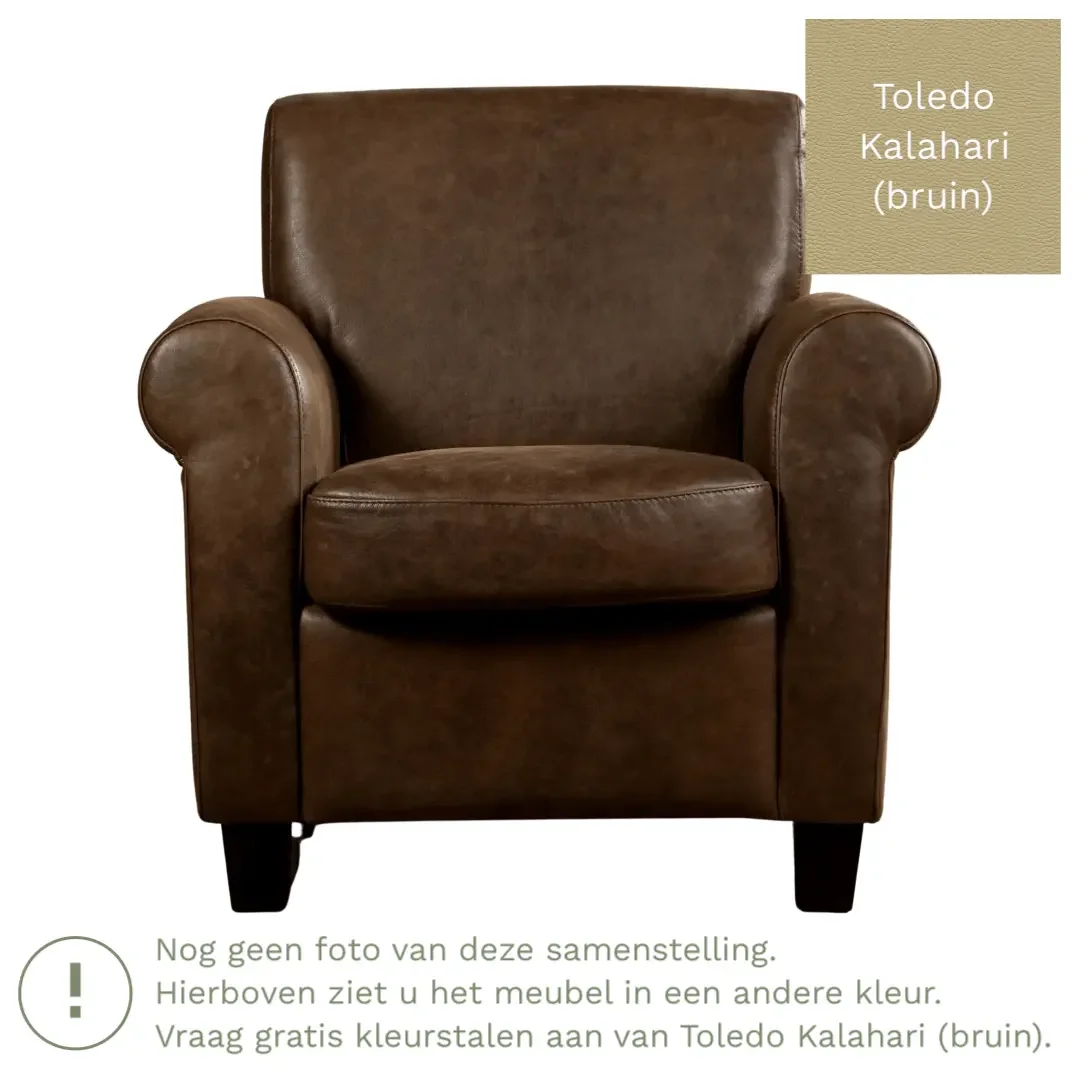 afbeelding van Leren fauteuil Perfection - Toledo Kalahari (bruin) - Poten hout bruin
