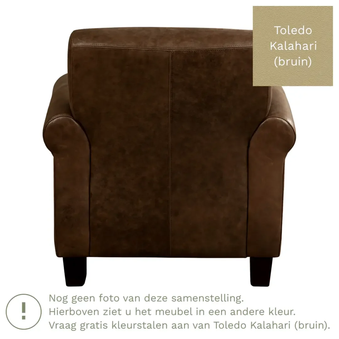 afbeelding van Leren fauteuil Perfection - Toledo Kalahari (bruin) - Poten hout bruin