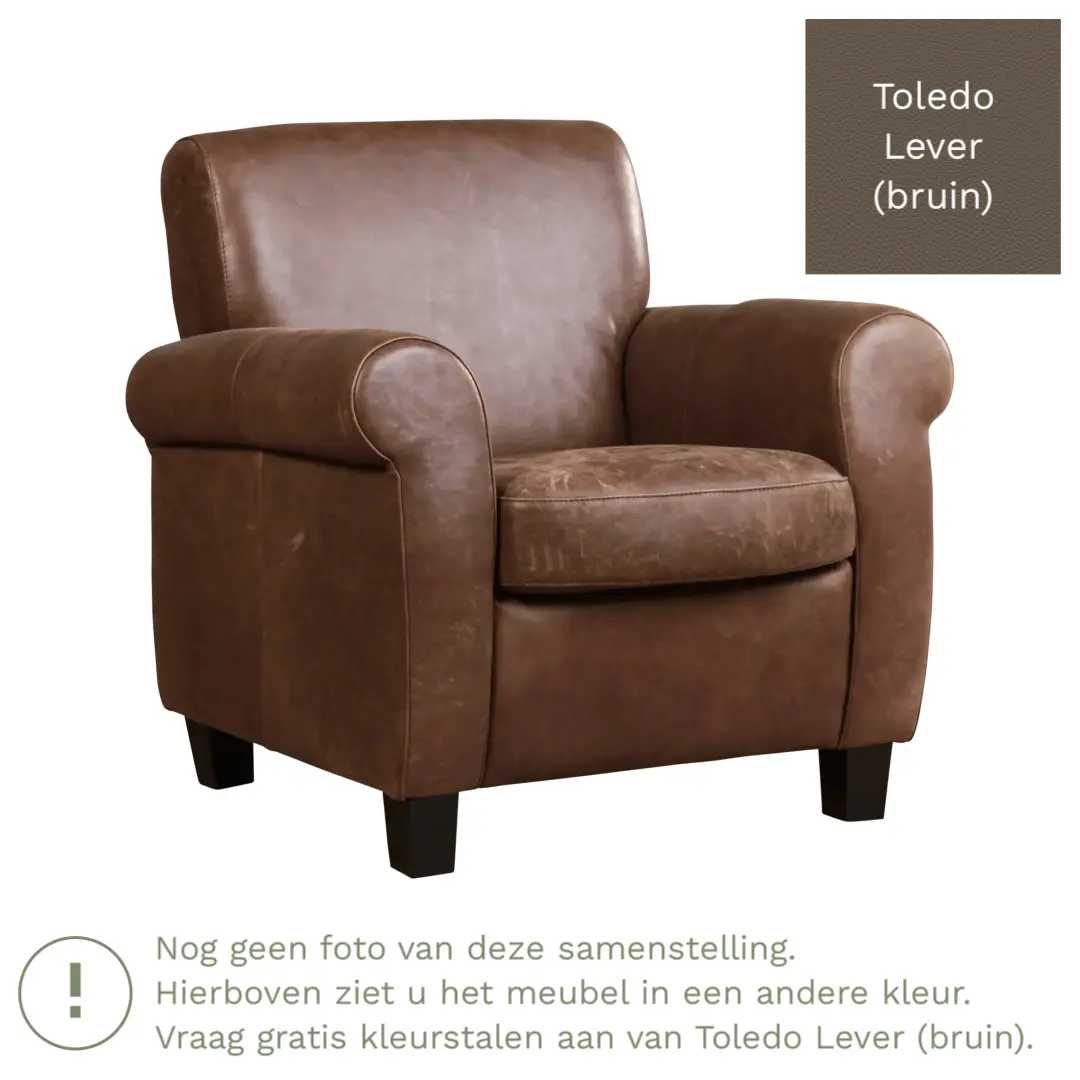afbeelding van Leren fauteuil Perfection - Toledo Lever (bruin) - Poten hout bruin