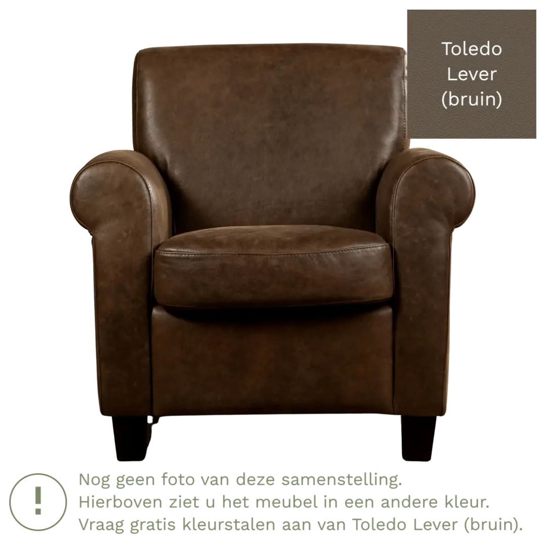 afbeelding van Leren fauteuil Perfection - Toledo Lever (bruin) - Poten hout bruin