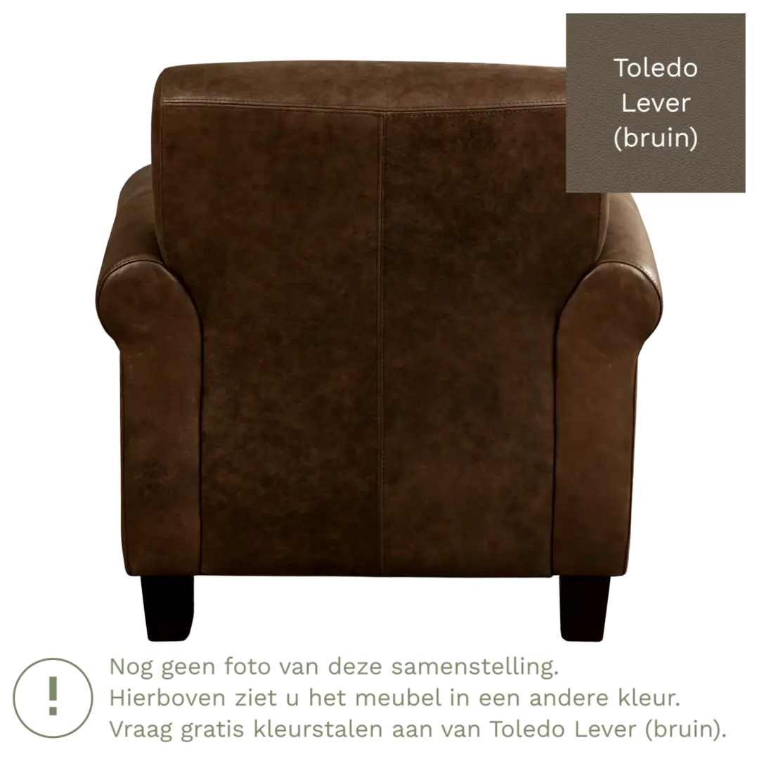afbeelding van Leren fauteuil Perfection - Toledo Lever (bruin) - Poten hout bruin