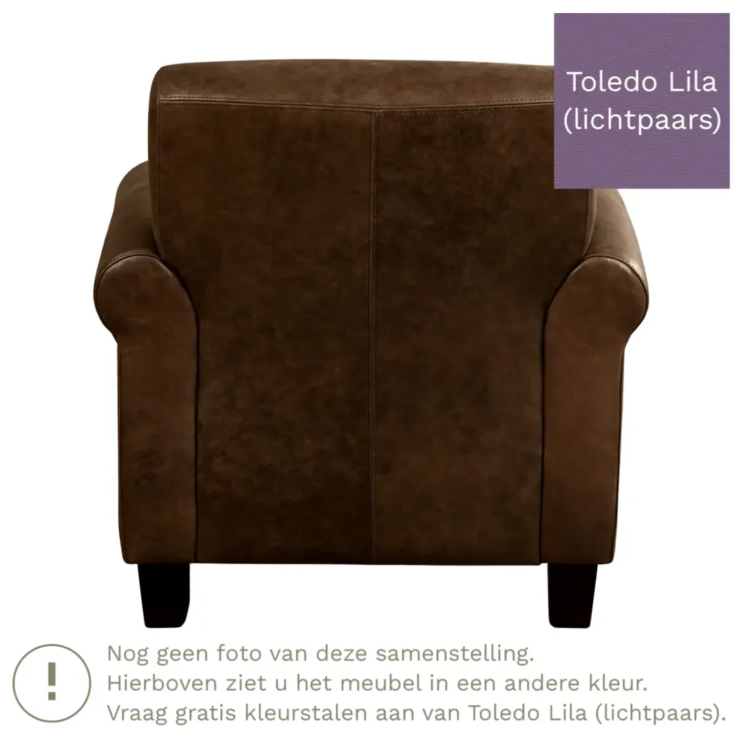 afbeelding van Leren fauteuil Perfection - Toledo Lila (lichtpaars) - Poten hout bruin