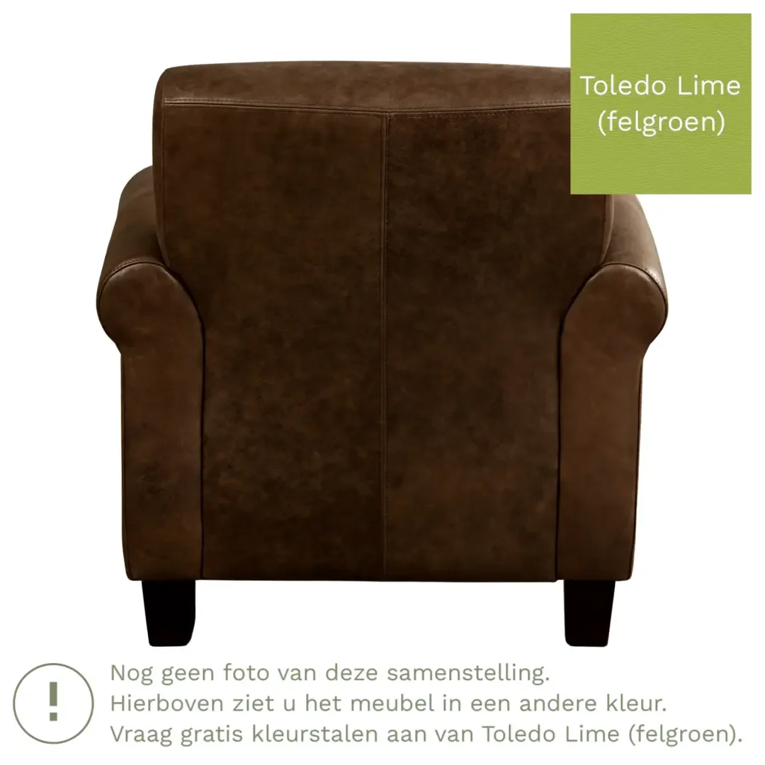 afbeelding van Leren fauteuil Perfection - Toledo Lime (felgroen) - Poten hout zwart