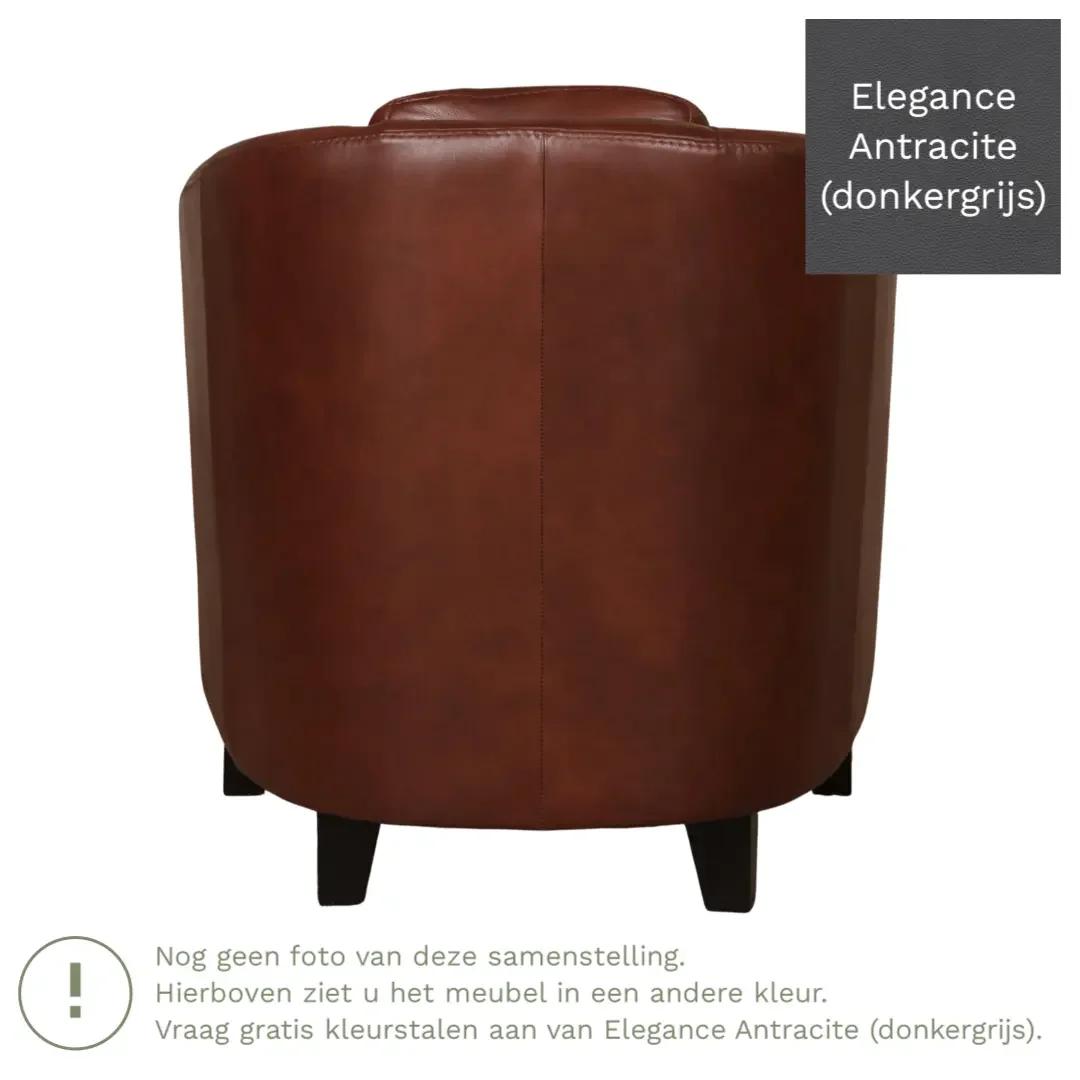 afbeelding van Leren fauteuil Press - Elegance Antracite (donkergrijs) - Poten hout zwart