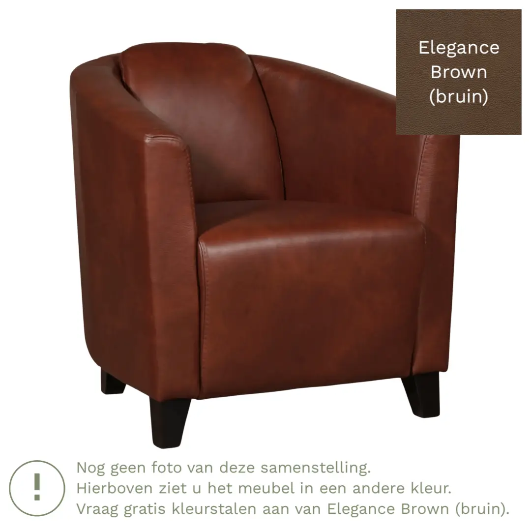 afbeelding van Leren fauteuil Press - Elegance Brown (bruin) - Poten hout bruin