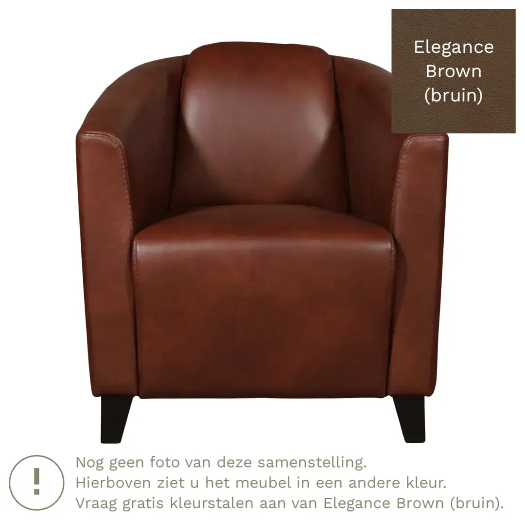 afbeelding van Leren fauteuil Press - Elegance Brown (bruin) - Poten hout zwart