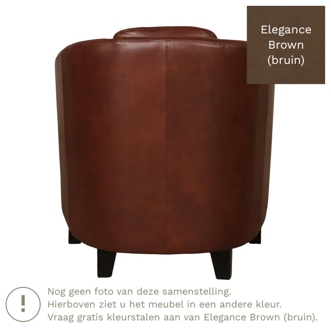 afbeelding van Leren fauteuil Press - Elegance Brown (bruin) - Poten hout zwart