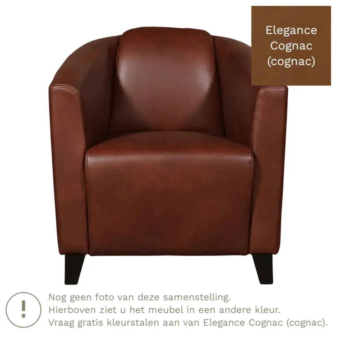 afbeelding van Leren fauteuil Press - Elegance Cognac (cognac) - Poten hout bruin
