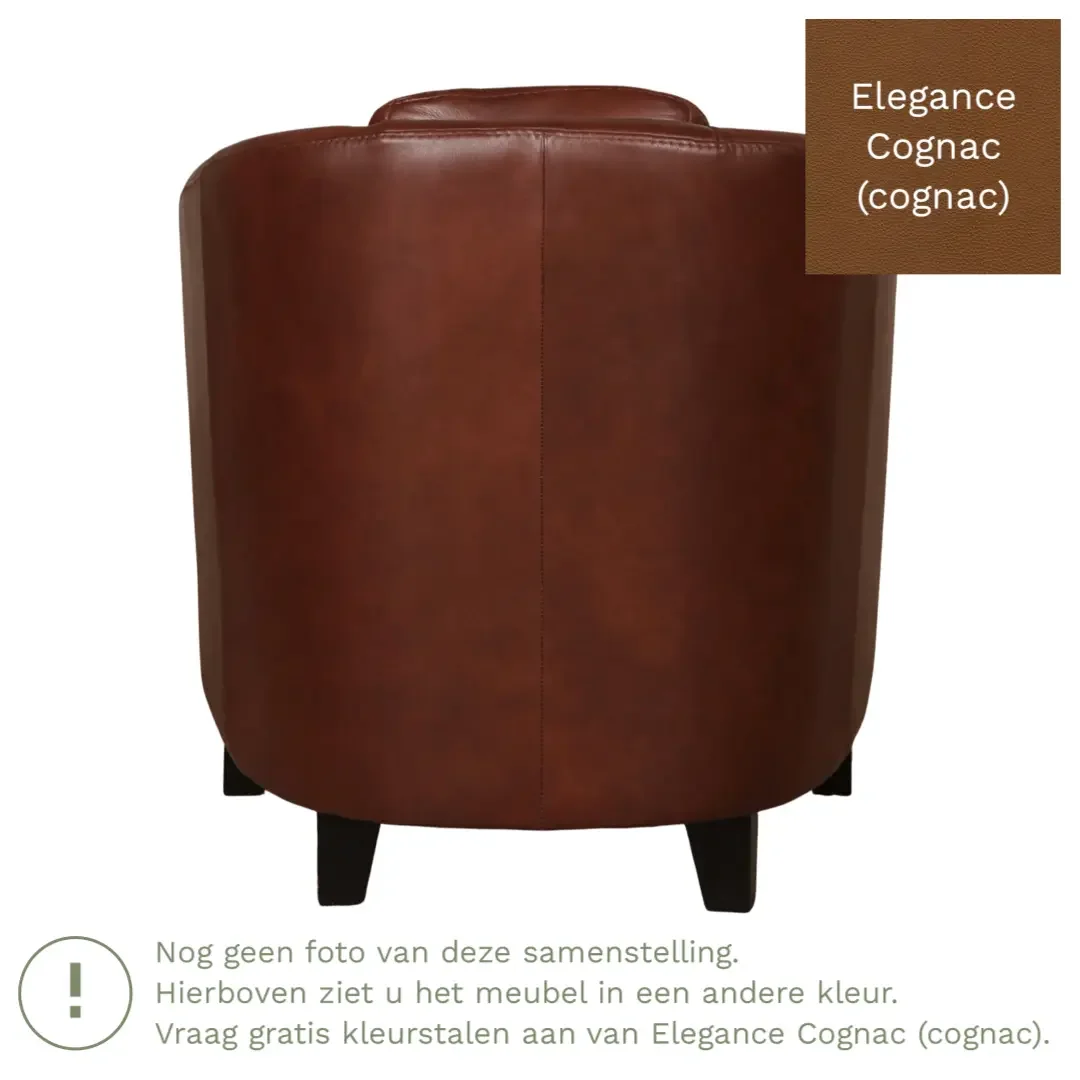 afbeelding van Leren fauteuil Press - Elegance Cognac (cognac) - Poten hout bruin