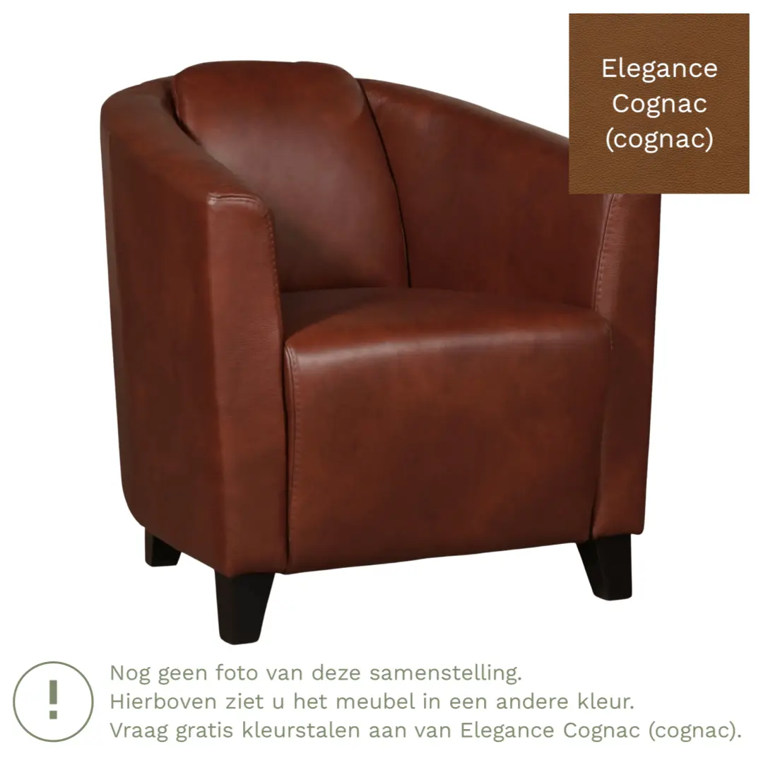 afbeelding van Leren fauteuil Press - Elegance Cognac (cognac) - Poten hout zwart