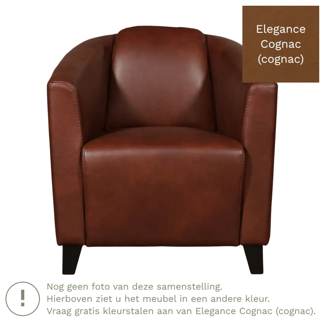 afbeelding van Leren fauteuil Press - Elegance Cognac (cognac) - Poten hout zwart