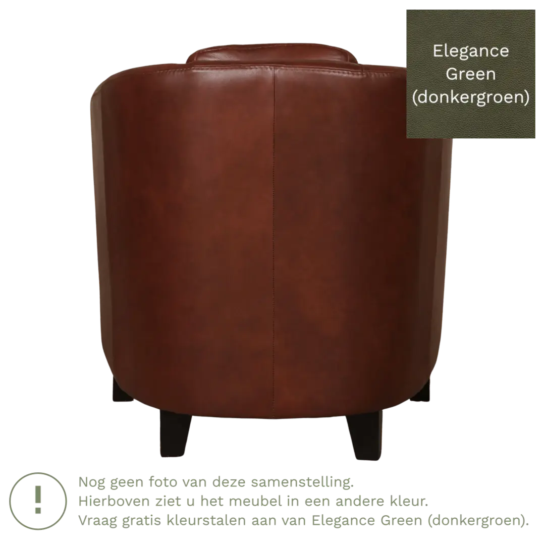 afbeelding van Leren fauteuil Press - Elegance Green (donkergroen) - Poten hout zwart