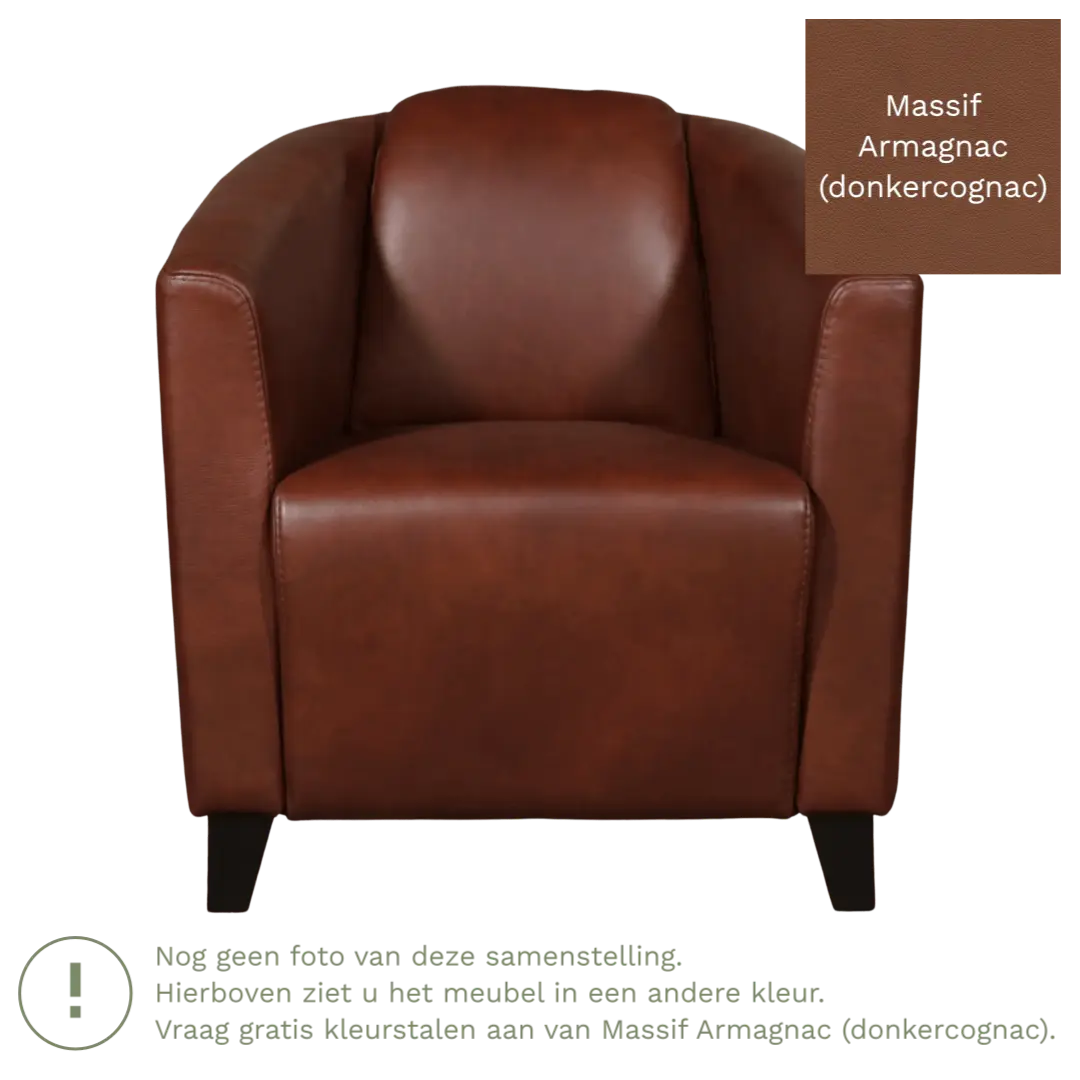 afbeelding van Leren fauteuil Press - Massif Armagnac (donkercognac) - Poten hout bruin