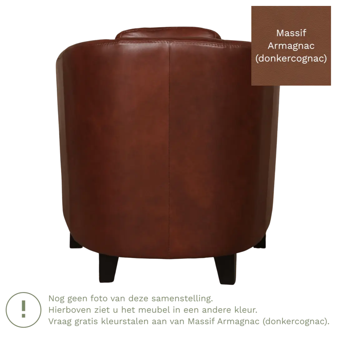 afbeelding van Leren fauteuil Press - Massif Armagnac (donkercognac) - Poten hout bruin